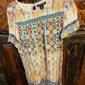 Vibrant Geometric Midi Dress by Yanyi Keda